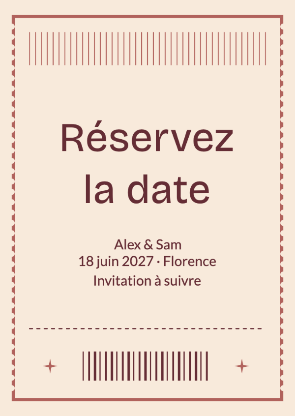 Entrée pour deux: Un billet souvenir avec de fines rayures, des perforations et un charme rétro.