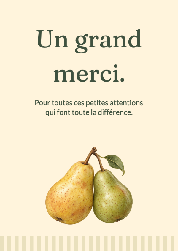 La paire parfaite: Une charmante nature morte de deux poires sur une nappe rayée.