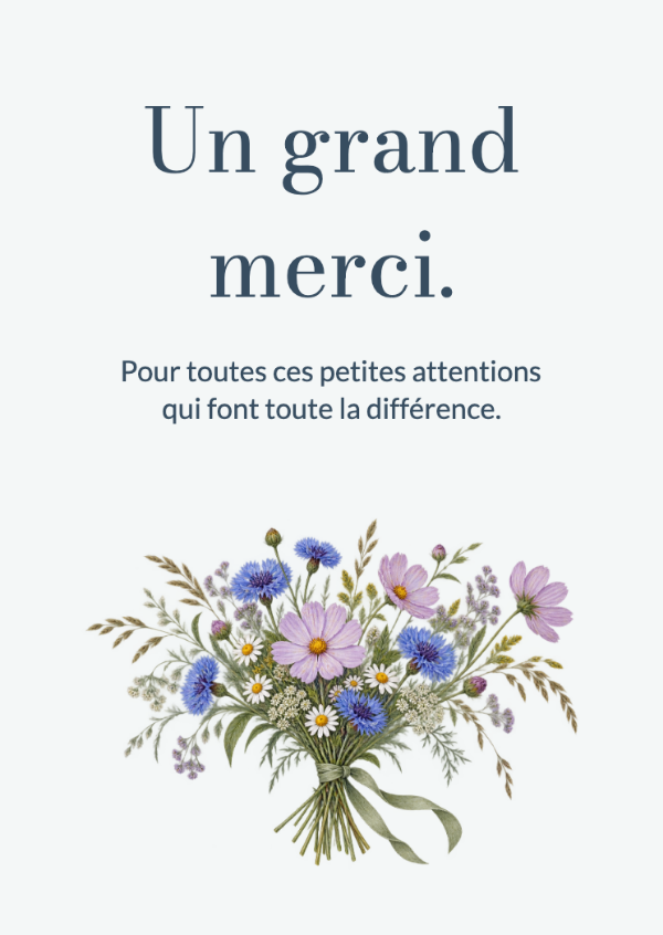 Cueillies pour vous: Un bouquet des champs détaillé, avec des épis, de fines tiges et de petits pétales.