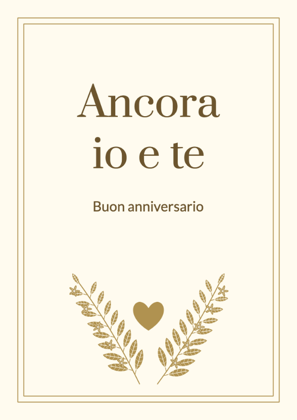 Anni d’oro insieme: Un alloro inciso, piccoli fiori e un’elegante cornice celebrativa.