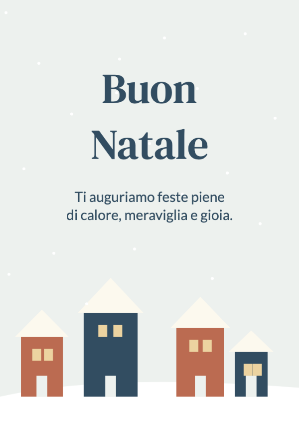 A casa per Natale: Un piccolo villaggio innevato, finestre illuminate e un quieto cielo d’inverno.