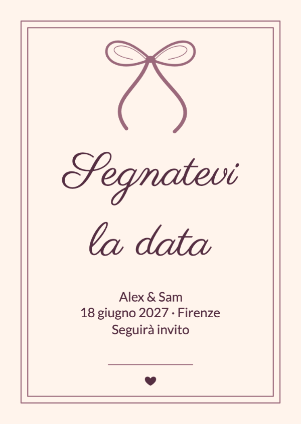 Legati da un fiocco: Un’illustrazione di nastro di seta sinuoso e una scrittura elegante.