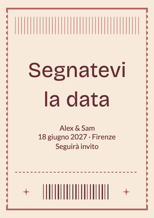 Ingresso per due: Un biglietto ricordo con righe sottili, perforazioni e fascino vintage.