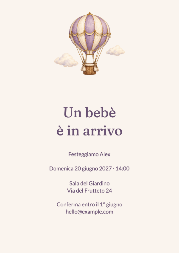 In volo in una piccola storia: Una mongolfiera da fiaba con motivi intricati e soffici nuvole.