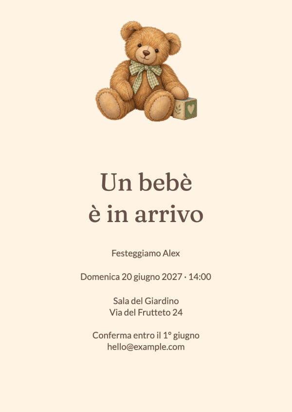 Abbracci d’orso: Inviti per baby shower