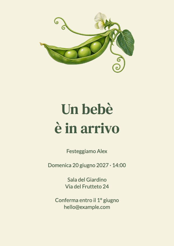Dolce pisellino: Inviti per baby shower