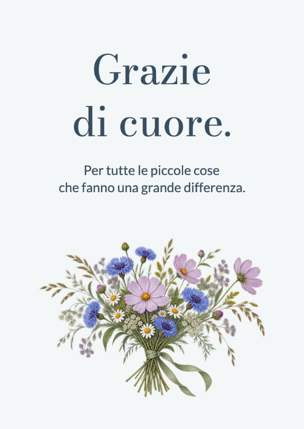 Raccolti per te: Un bouquet di campo dettagliato con spighe, steli sottili e piccoli petali.