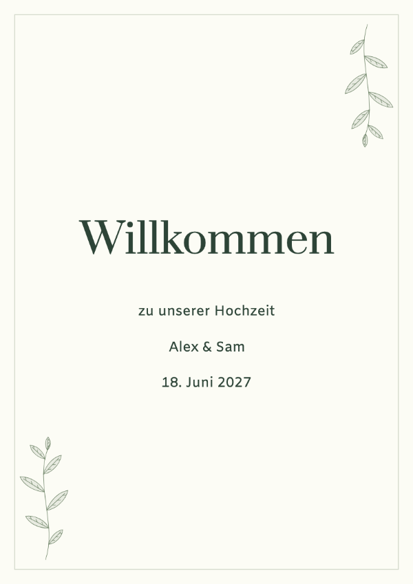 Gartengrün: Prata verleiht Namen feine Striche und einen formelleren Rhythmus. Amiko ergänzt sie mit einer kompakten Schrift. Prüfe die feinen Striche auf dem vorgesehenen Papier, bevor du das gesamte Set druckst.