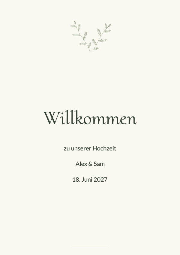 Olivenhain: Olivenzweige, warmes Elfenbein und elegante Serifenschrift für eine Feier im Garten.