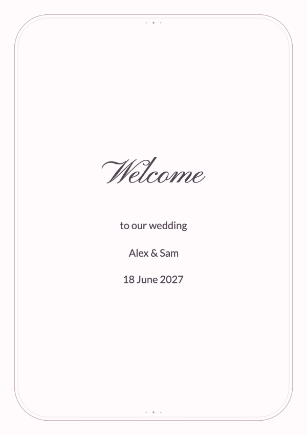 Pearl romance: Calligraphic names inside a delicate frame with small pearl-like dots.