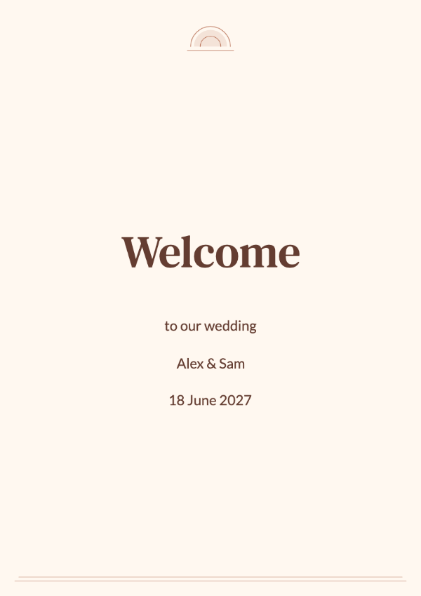 Terracotta sunset: Layered sun shapes and clay-coloured borders with confident serif names.