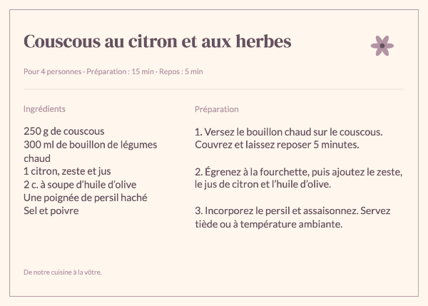 Fait avec amour: Fiches recettes