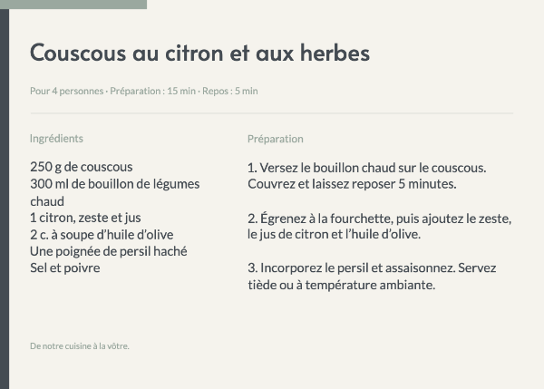 Une recette bien gardée: Fiches recettes