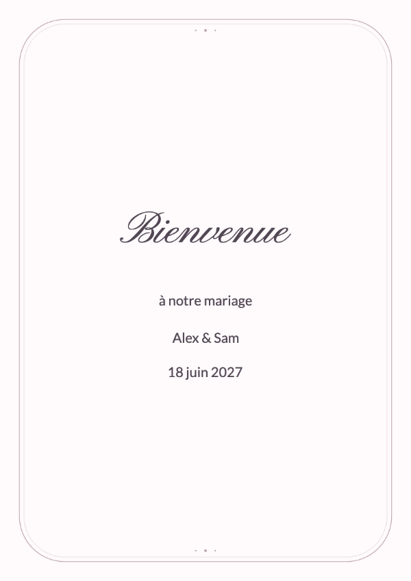 Romance perlée: Des prénoms calligraphiés dans un cadre aux contours délicats, ponctué de petites perles dessinées.