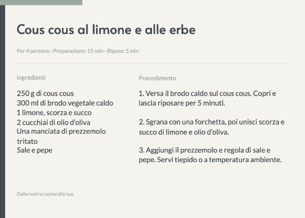Una ricetta da custodire: Schede ricette