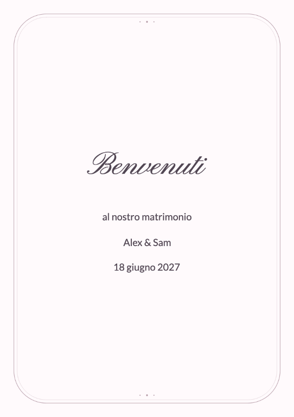 Romanticismo perlato: Nomi calligrafici in una cornice sagomata, impreziosita da piccoli punti simili a perle.
