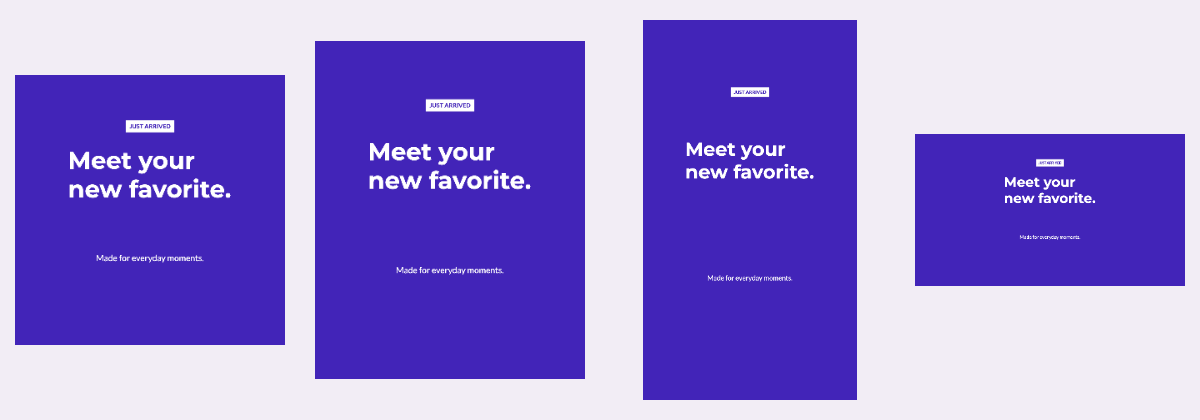 One announcement adapted to square, portrait, vertical and landscape formats