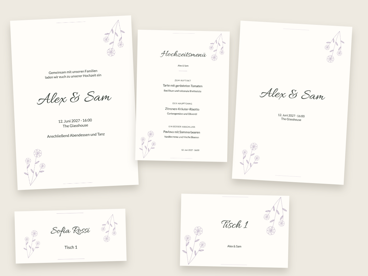 Hochzeitsdesign Wildblumenwiese mit Allura und Lato