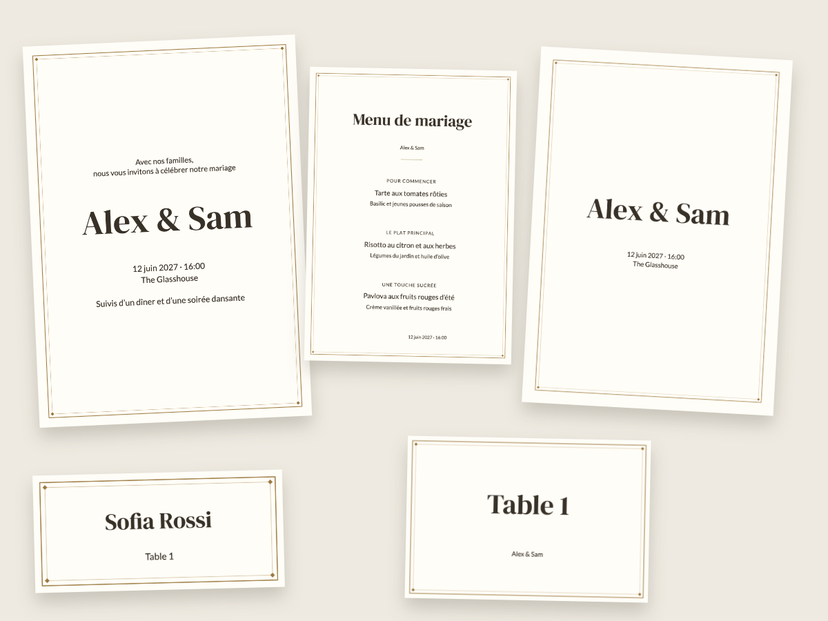 Création de mariage Ivoire classique avec DM Serif Display et Lato