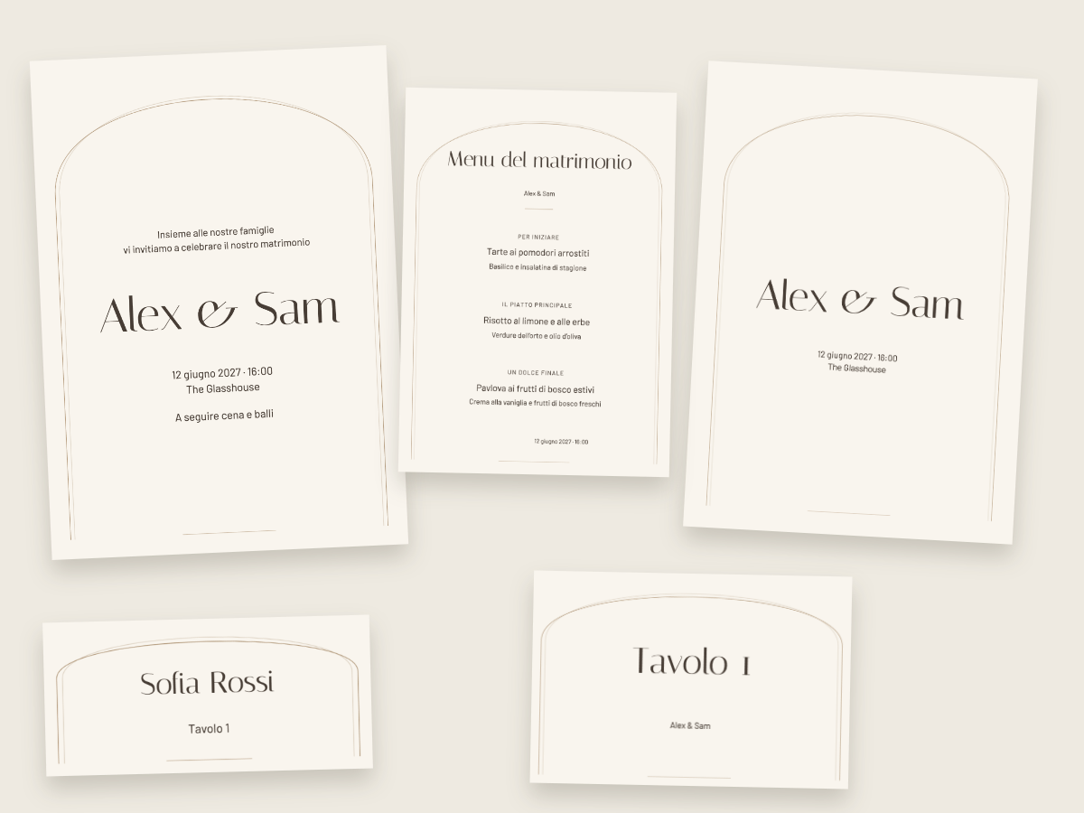 Design di matrimonio Arco moderno con Italiana e Barlow